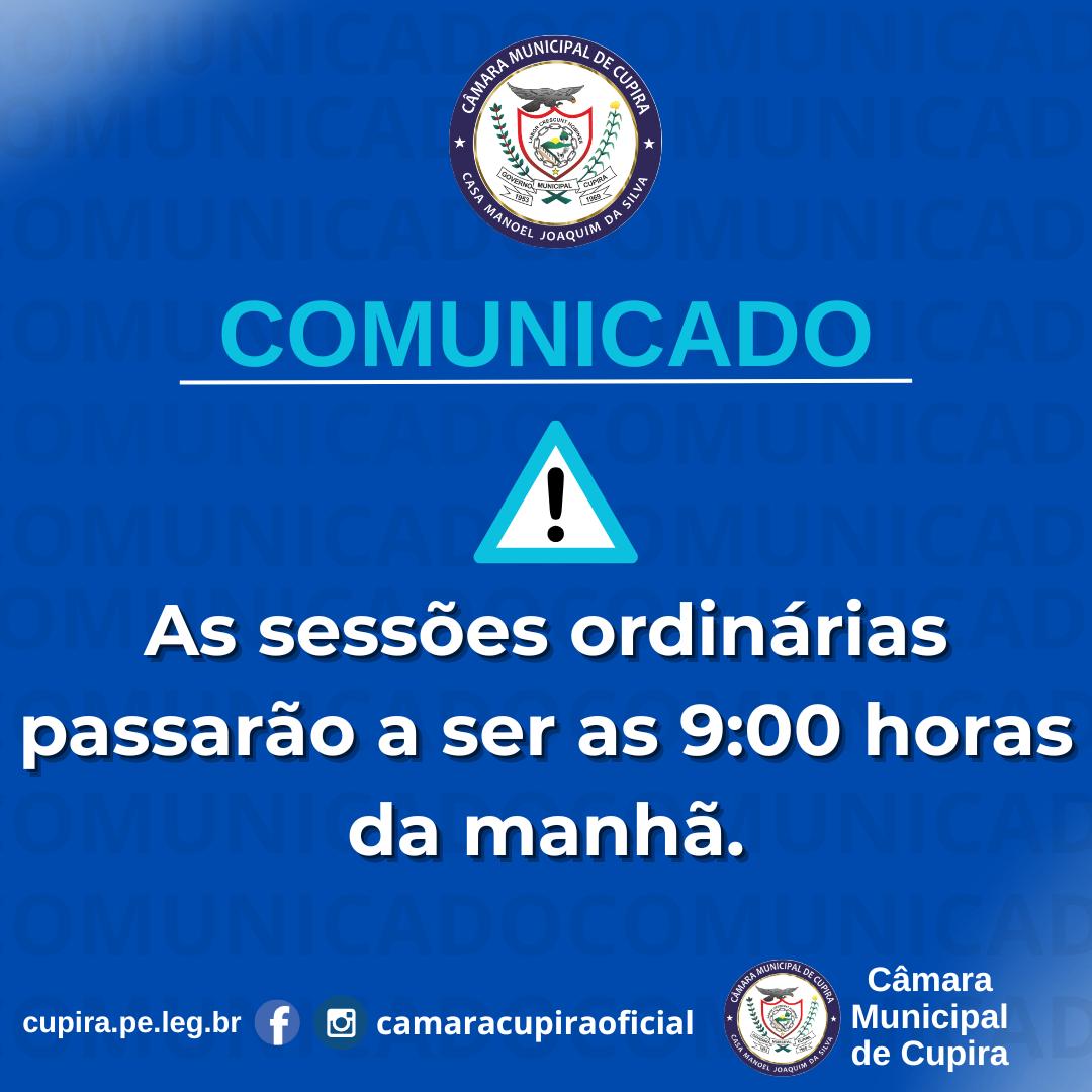 HORRIO DAS SESSES ORDINRIAS LEGISLATIVAS 2025