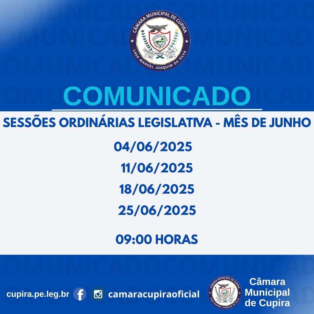 Sesses Ordinrias do ms de Junho